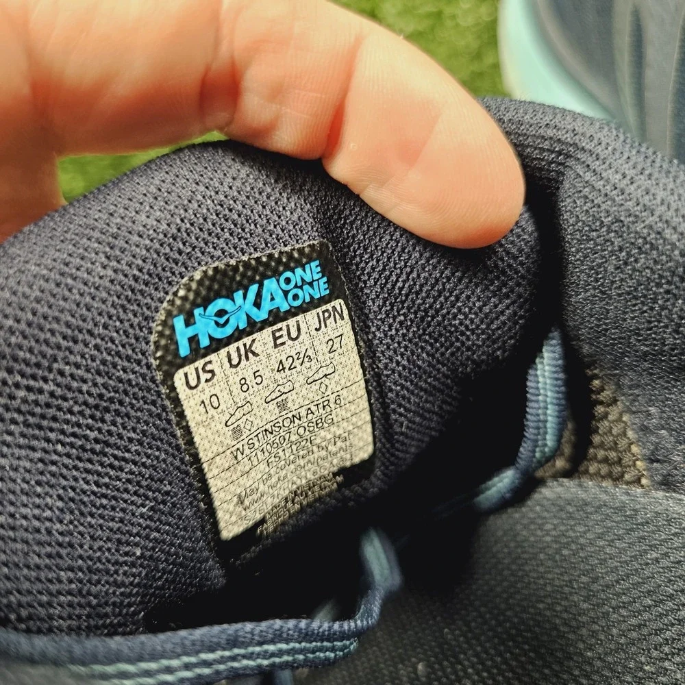 Hoka‎ One One Stinson ATR 6 Navy Blue Athletic Trail Running Sneakers Womens 10